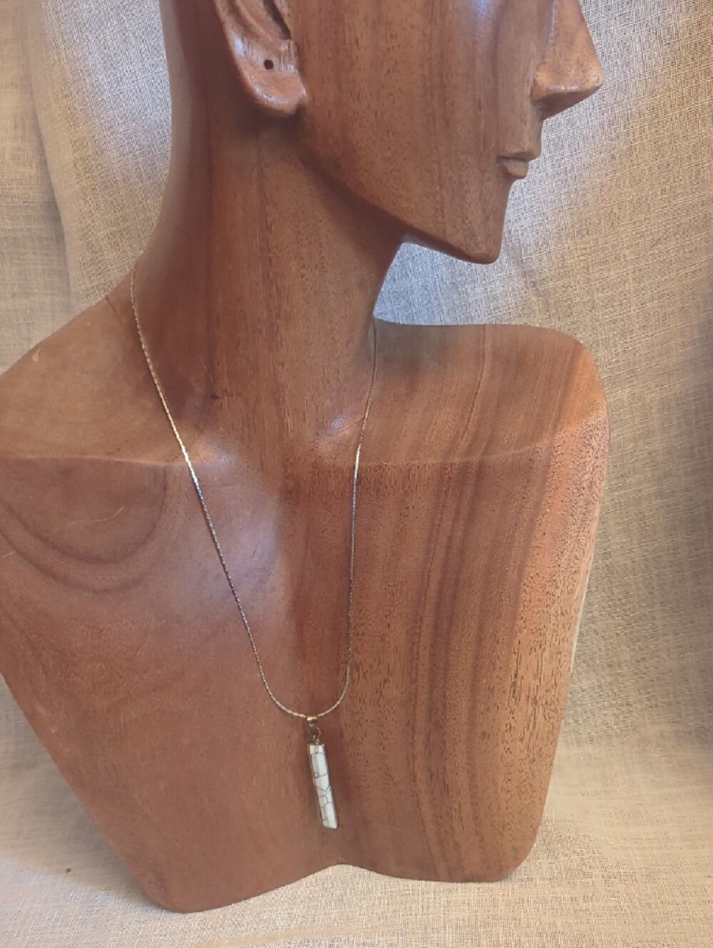 Delicate White Howlite Bar Pendant Necklace
